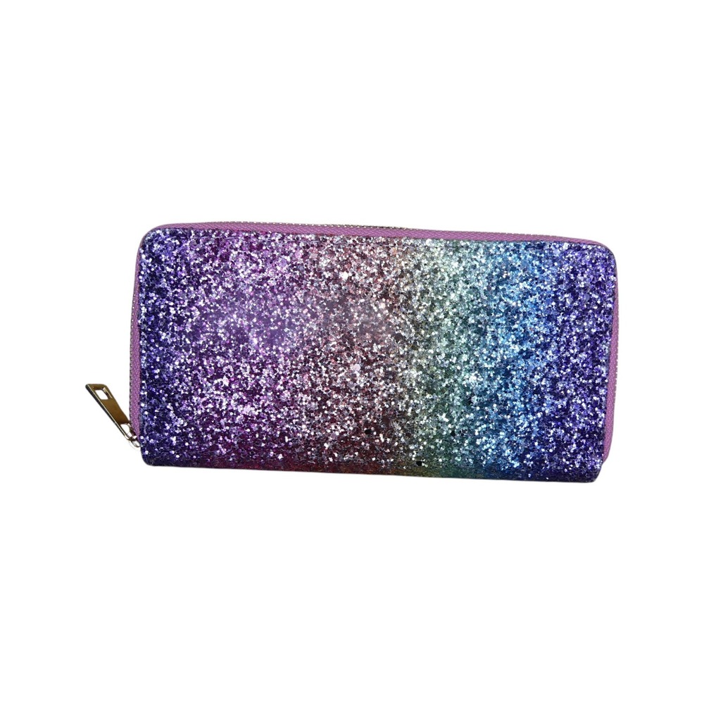 Rue21 Zip-Around Wallet Womens OS Multicolor NEW Rainbow Glitter Ombre MM8481